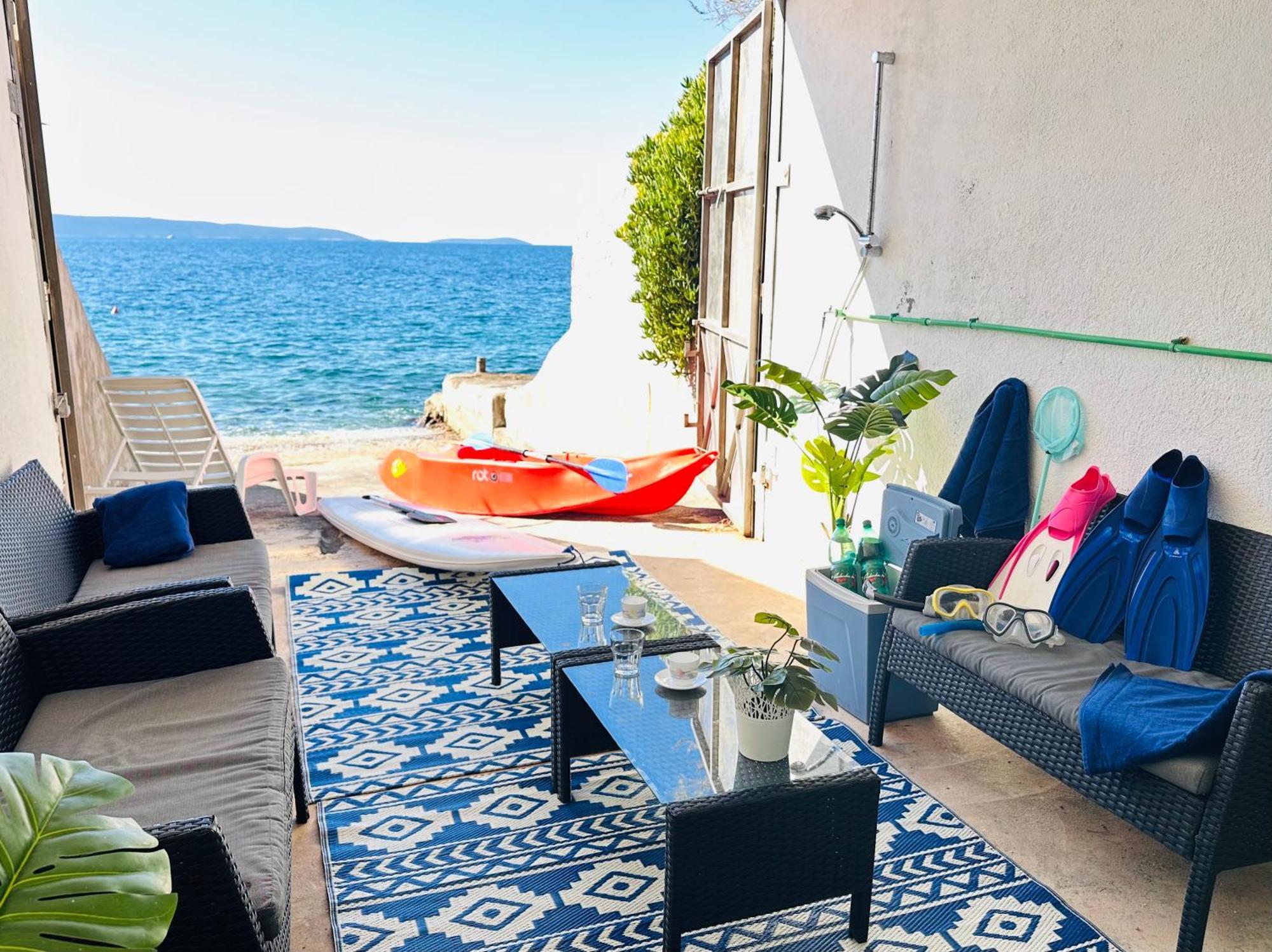 Luxury Seaside Villa With A Classic Mediterranean Olive Garden, A Fully Equipped Professional Kitchen, Pool, Sauna, Padle Boards And Canoe - Miolin Beach House Trogir Exterior foto